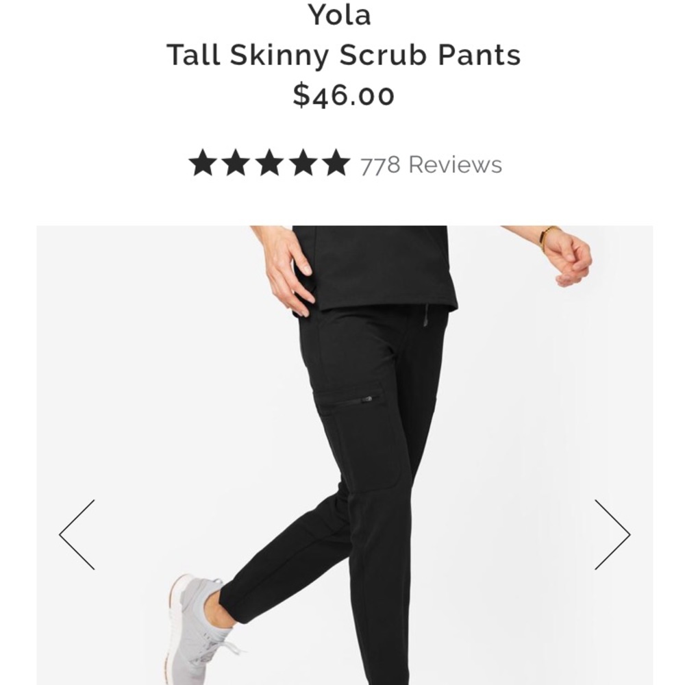 Figs Yola Skinny Scrub Pant in Black- Med. Tall